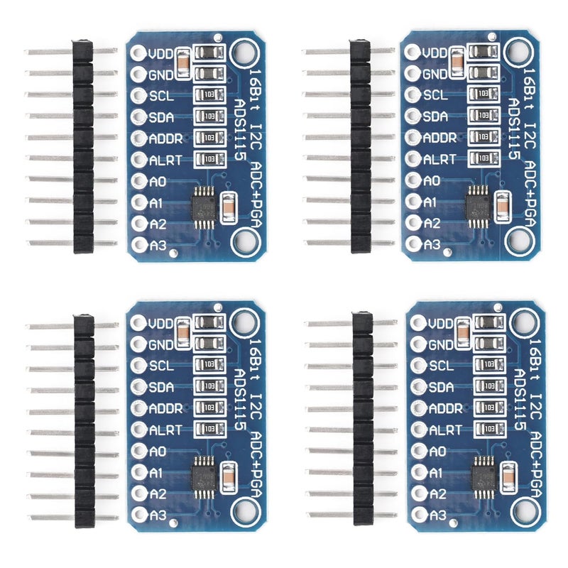 Qoroos 4 PCS ADS1115 16 Bit 16 Byte 4 Channel I2C IIC Analog-to-Digital ADC PGA Converter with Programmable Gain Amplifier High Precision ADC Converter Development Board for Arduino Raspberry Pi - Image 1